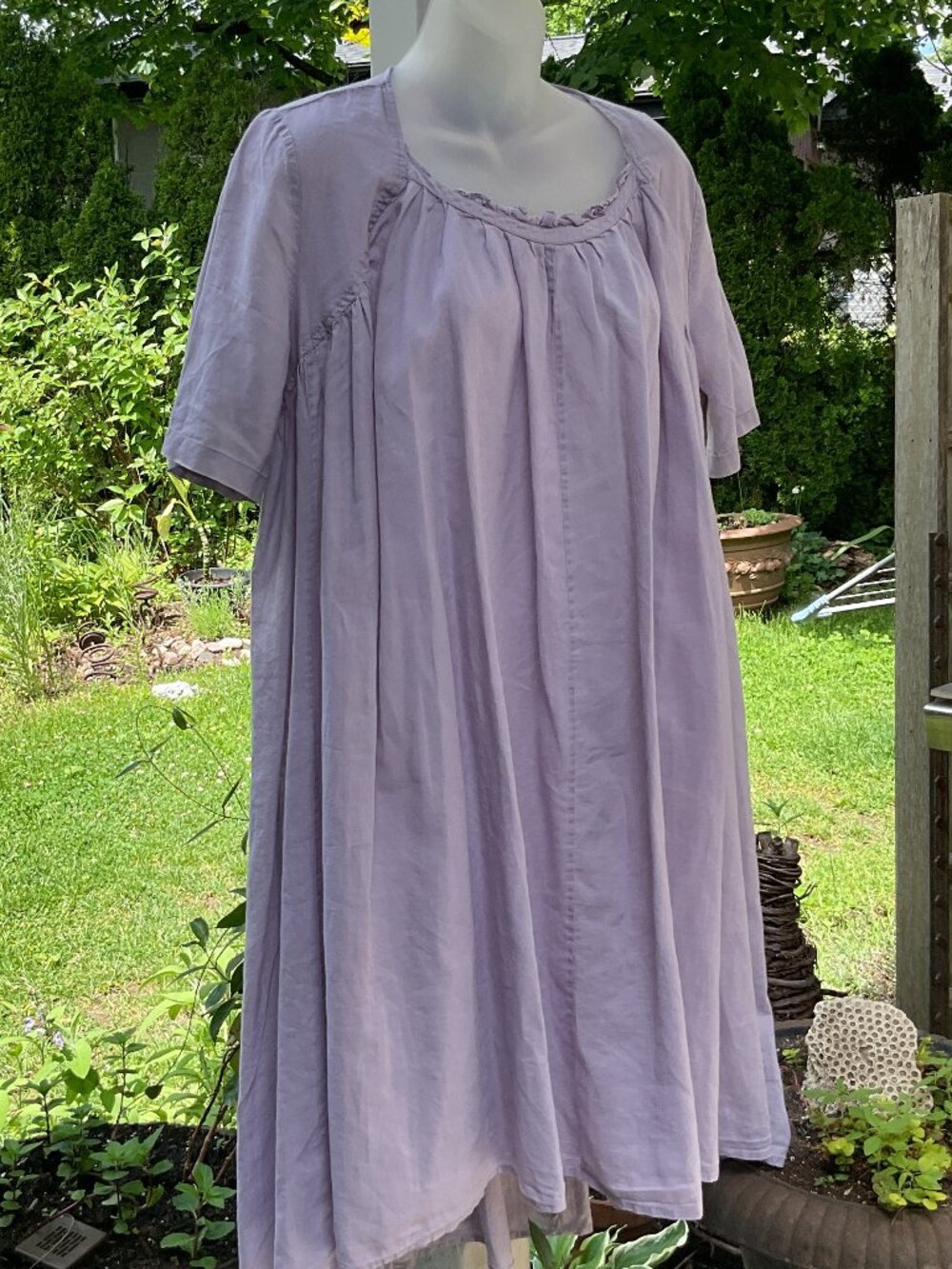 VIvian Shyu Very Full Mauve Linen Cotton Dress Size M Made in Canada
